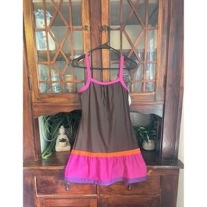 Prana Synergy Dress Casual‎ Sundress Sleeveless Brown Pink Orange S